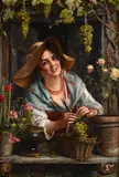 Aurelio Zingoni, Under the pergola (young peasant girl)
