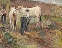 Farmers with oxen by Cesare Ciani, offered Mar 2026