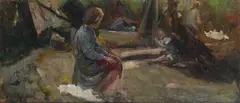Figures along the river by Cesare Ciani, offered Mar 2026