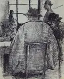 At the coffee shop by Nino Tirinnanzi, Signature top right., offered Mar 2026