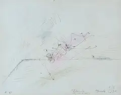 André Masson, Stay in a room with a couple, Monogrammed lower left; titled lower right. On the reverse: Cleto Polcina Arte Moderna label