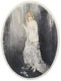 Woman with candle by Louis Icart, offered Feb 2026