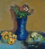Sergio Scatizzi, Still life with blue vase, 1980