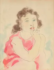 Aligi Sassu, Lass, Ink and watercolor on paper