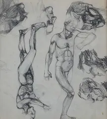 Figure studies (front and back) by Mario Sironi, On the back: on the closing cardboard, offered Feb 2026