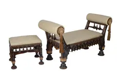 A sofa with pouf by Carlo Bugatti, Orientalist style, offered Dec 2025