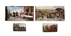 Four small paintings by Raffaello Sorbi, A) Village festival, offered Dec 2025