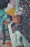 Armando Cuniolo, Composition with masks and flowers, 1933, Signature and date lower right; lower left: labels with numbers.