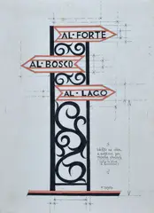 Fortunato Depero, Sketch and basic idea for a road sign