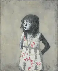 Girl in a flowered dress by Xavier Bueno, 1973, offered Dec 2025