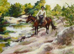Giacomo Balla, Knight in Campagnano (Buttero at the source), 1935