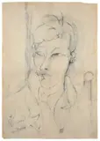 Amedeo Modigliani, Portrait of Amilcare Richard, 1919, Signature and dedication lower left. On the back: certificate of honorable mention issued by the M. Foscarini