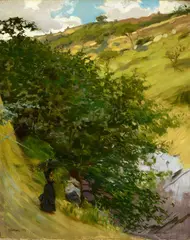 Vittorio Matteo Corcos, Landscape with figure, 1905, Signature and date lower left.