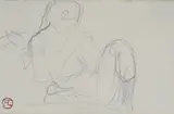 Henry de Toulouse Lautrec, Woman sitting, Artist's mark at lower left. On the back: handwritten label with artwork details on the backing paper.