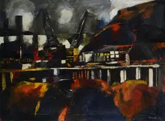 Fernando Farulli, Landscape, 1959, Signature and date lower right.
