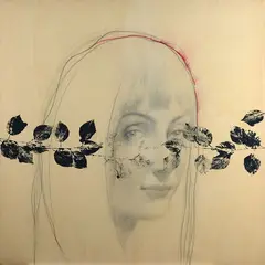 Omar Galliani, Flowers, On the back: signature and title.