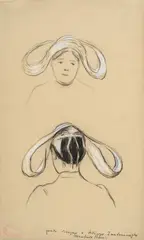 Federico Zandomeneghi, Studi di testa, Timbro Archivio Zandomeneghi in basso a sinistra. Iscrizione "Questo disegno e Federico Zandomeneghi/Manfredo