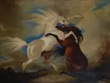 Alfred Dehodencq, Arabian Horse Fight, Expertise by Pierre M. Blanc