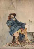 Camillo Miola detto Biacca, Drinker, 1896, Signature and date lower left.