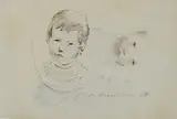 Pietro Annigoni, Study of children's faces (front) - Study for figures (back), Signature lower right. Author's authentication on photo.