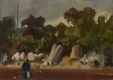 Pietro Annigoni, Landscape, Signature lower right. Author's authentication on photo.