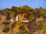 Ennio Morlotti, Landscape, Signature lower right. Author's authentication on photo.