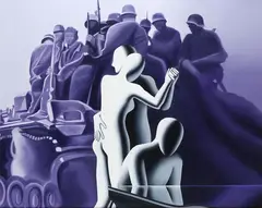 Mark Kostabi, Present Tense, 2003, On the back: signature