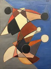 Composition by Achille Perilli, 1949, Initials and date top right. On the back: "achille perilli, offered Jul 2025