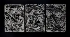 Triptych "Beyond by Emilio Vedova, 1987, Printer Corrado Albicocco and Federico Santini. Publisher The Swan Galileo Galilei editions Rome. Exhibitions:, offered May 2025
