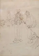 Street cleaners by Plinio Nomellini, Ink on paper, offered May 2025