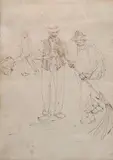 Plinio Nomellini, Street cleaners, Ink on paper