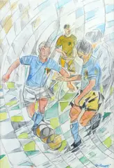 Football game by Uberto Bonetti, Signature lower right., offered Apr 2025