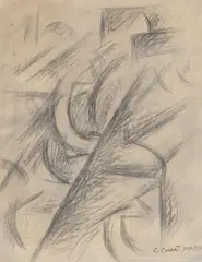 Vortex by Carlo Carrà, 1909, Signature and date lower right. On the back: title. The work is registered in the General Catalogue of Carrà's, offered Apr 2025