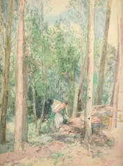 Egisto Ferroni, In the beech forest, 1893, Signature