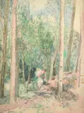 Egisto Ferroni, In the beech forest, 1893, Signature