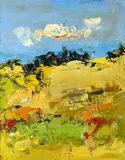 Sergio Scatizzi, Paesaggio, oil on compensato