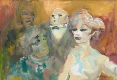 Figure by Mino Maccari, 1967, oil on panel, offered Feb 2025