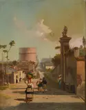 Vincenzo Giovannini, Strada di Roma, 1882, Siglato e data in basso a destra.