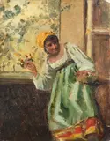Vito D'Ancona, La ciociara, oil on cardboard riportata on panel