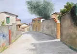 Strada con case by Nino Tirinnanzi, 1976, offered Dec 2024