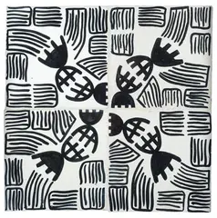 Giuseppe Capogrossi, Black - Surface CP872/A, 1951, The four tiles are part of the production carried out for the flooring by a Roman professional