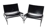 Klaus Lichtenegger, Pair of low armchairs, 2010, Leather and steel