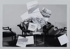 Giulio Paolini, Study for waiting room (Pencil on paper), 2011, Author's authentication on photo. The work is registered in the archives of the Paolini Foundation with no. GPC-1336.