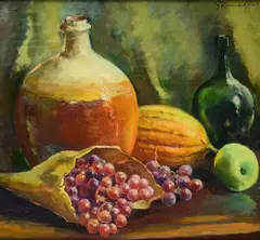 Giovanni Romagnoli, Natura morta con frutta e anfore