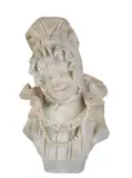 Pietro Bazzanti, Bambina con cuffietta, Scultura in alabastro