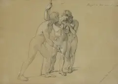 Tre nudi maschili by Giuseppe Bezzuoli, Iscrizione in alto a destra a inchiostro, offered Dec 2024