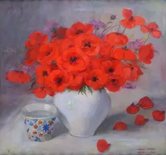 Bruno Croatto, Poppies, 1934, Signature and date lower right.
