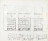 Fortunato Depero, Preliminary idea for the arrangement of the Depero Museum, 1956-1957 - Project for a piece of furniture with decorative panels, 1939