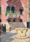 Adolfo Belimbau, Little square, 1935, Signature and date lower right.