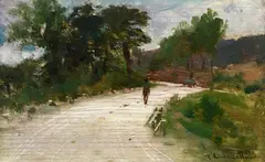 Federico Andreotti, Landscape with figure, Signature lower right.